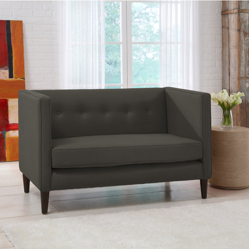 Piper Charcoal Five Button Linen Loveseat - living-essentials