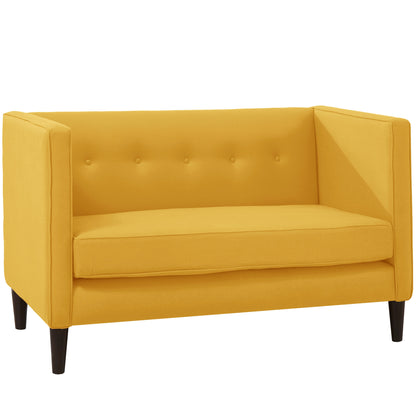 Piper French Yellow Five Button Linen Loveseat - living-essentials