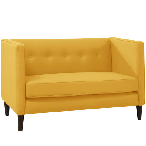 Piper French Yellow Five Button Linen Loveseat - living-essentials