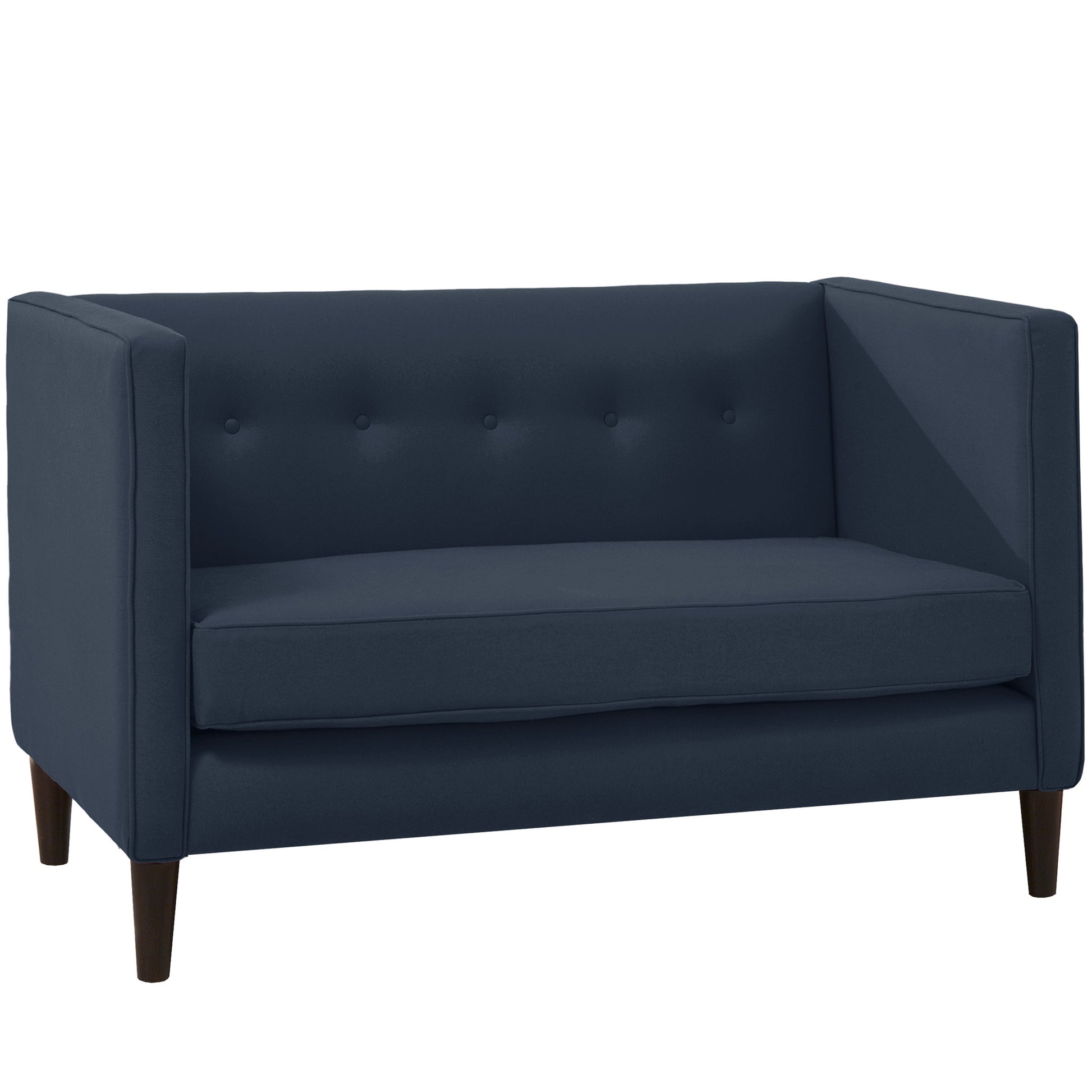 Piper Navy Five Button Linen Loveseat - living-essentials