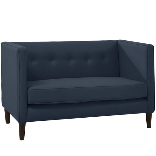 Piper Navy Five Button Linen Loveseat - living-essentials