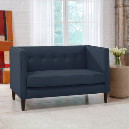Piper Navy Five Button Linen Loveseat - living-essentials