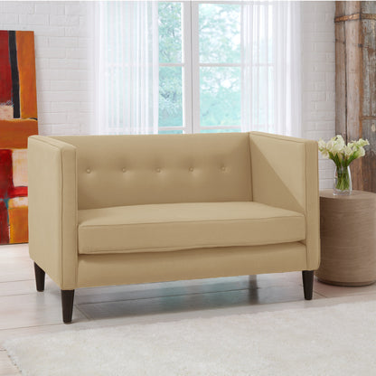 Piper Sandstone Five Button Linen Loveseat - living-essentials