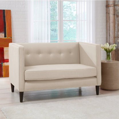 Piper Talc Five Button Linen Loveseat - living-essentials