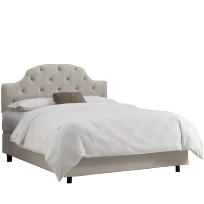 Abigail Velvet Light Grey Tufted Kids California King Bed - living-essentials