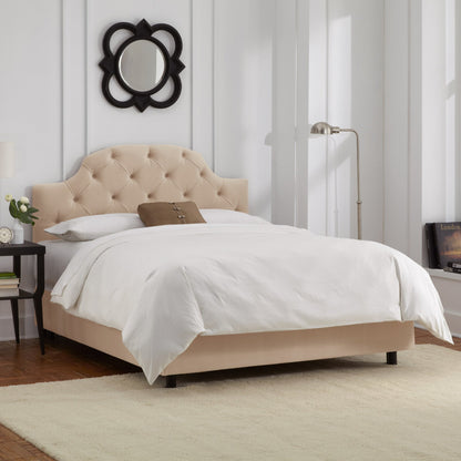 Scarlet Velvet Pearl Tufted Kids King Bed - living-essentials