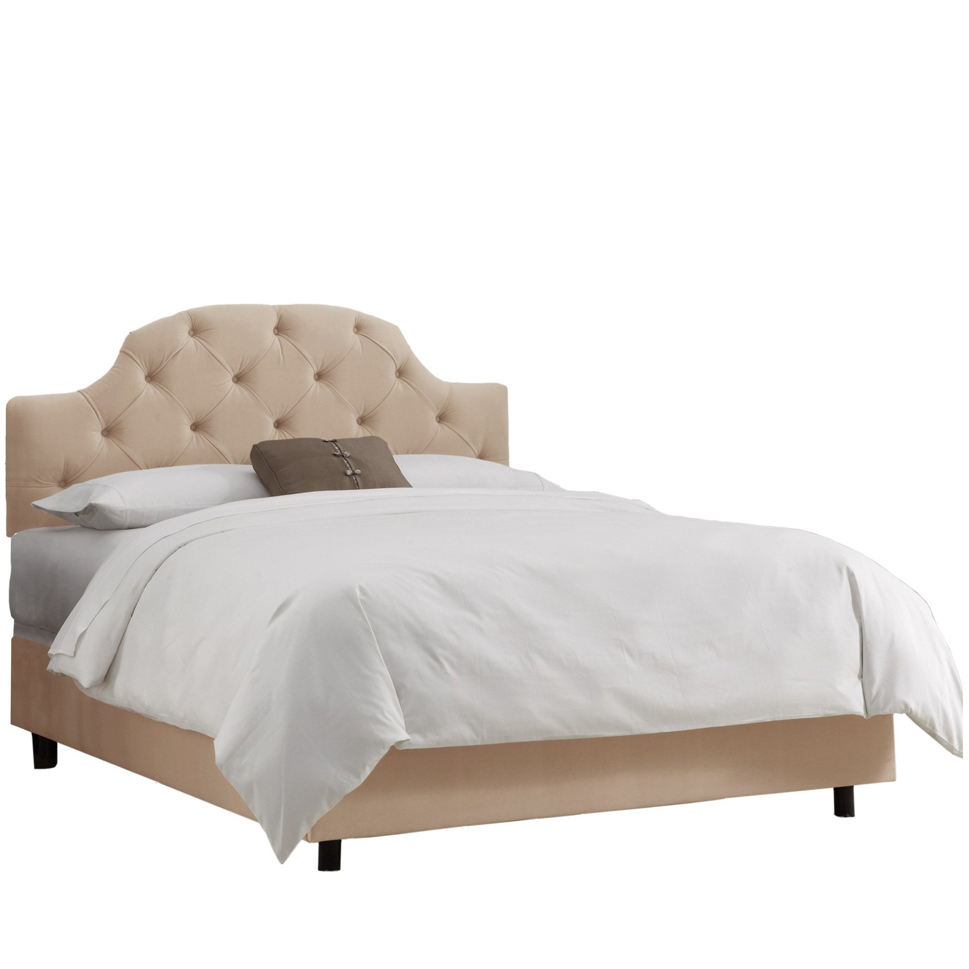 Scarlet Velvet Pearl Tufted Kids California King Bed - living-essentials