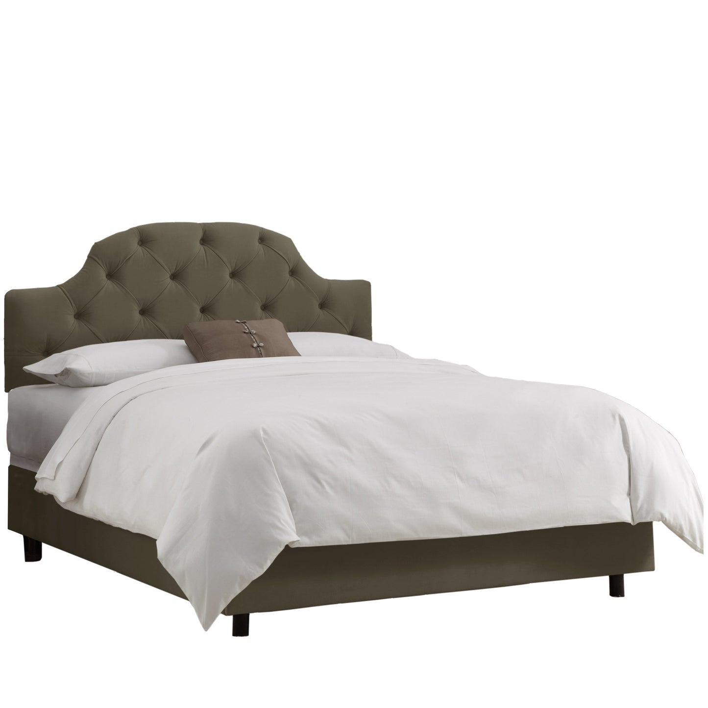 Tabitha Velvet Pewter Tufted Kids Queen Bed - living-essentials