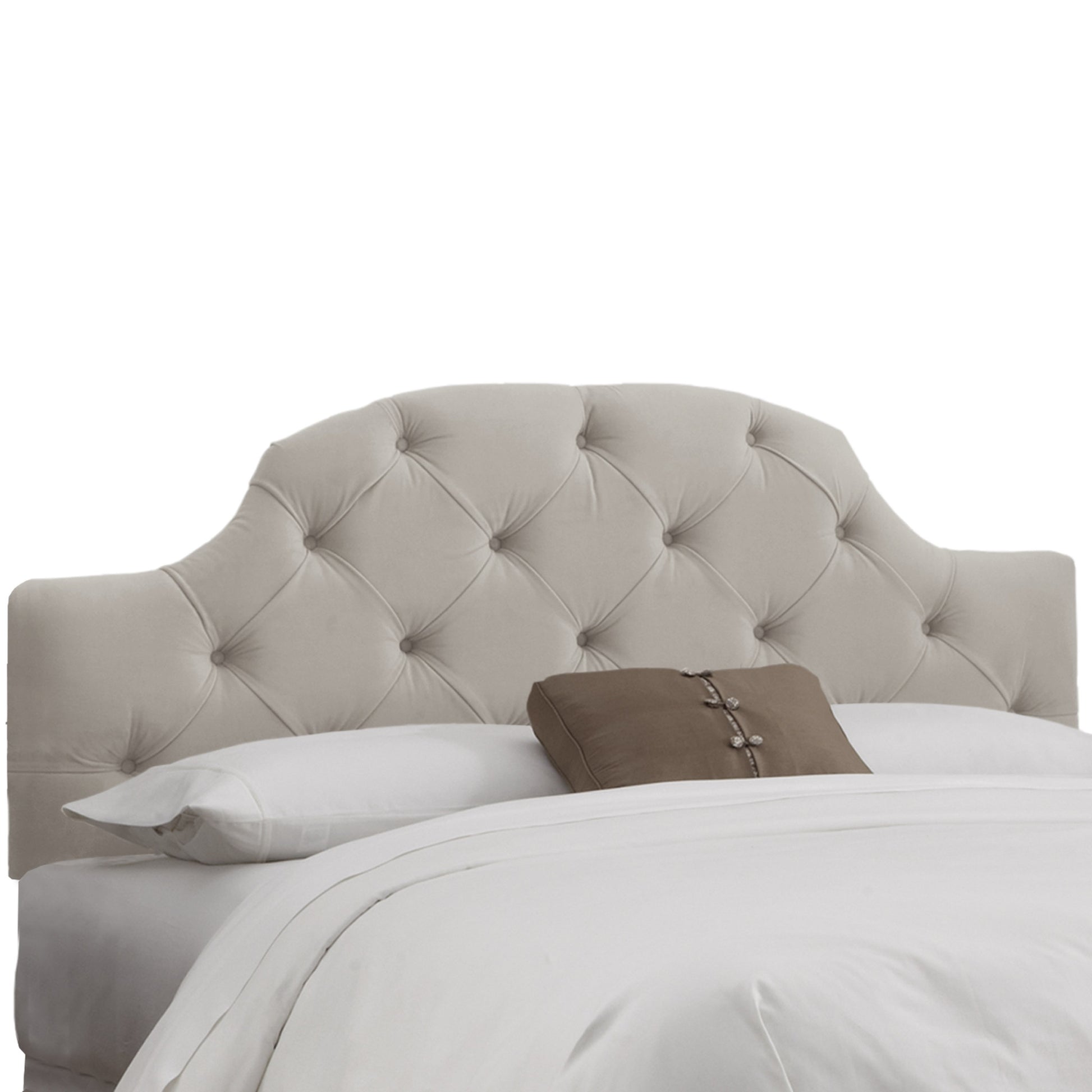 Sophia Velvet Light Grey Twin Tufted Headboard - living-essentials