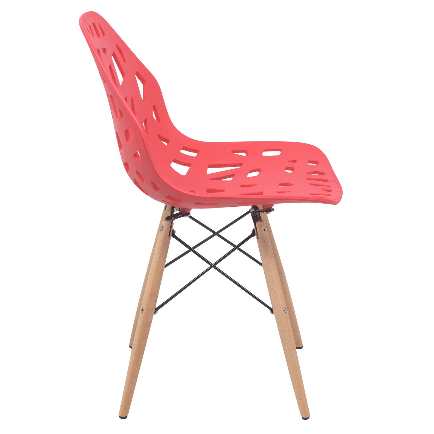 Akira Red Chair with Dowel Legs - living-essentials
