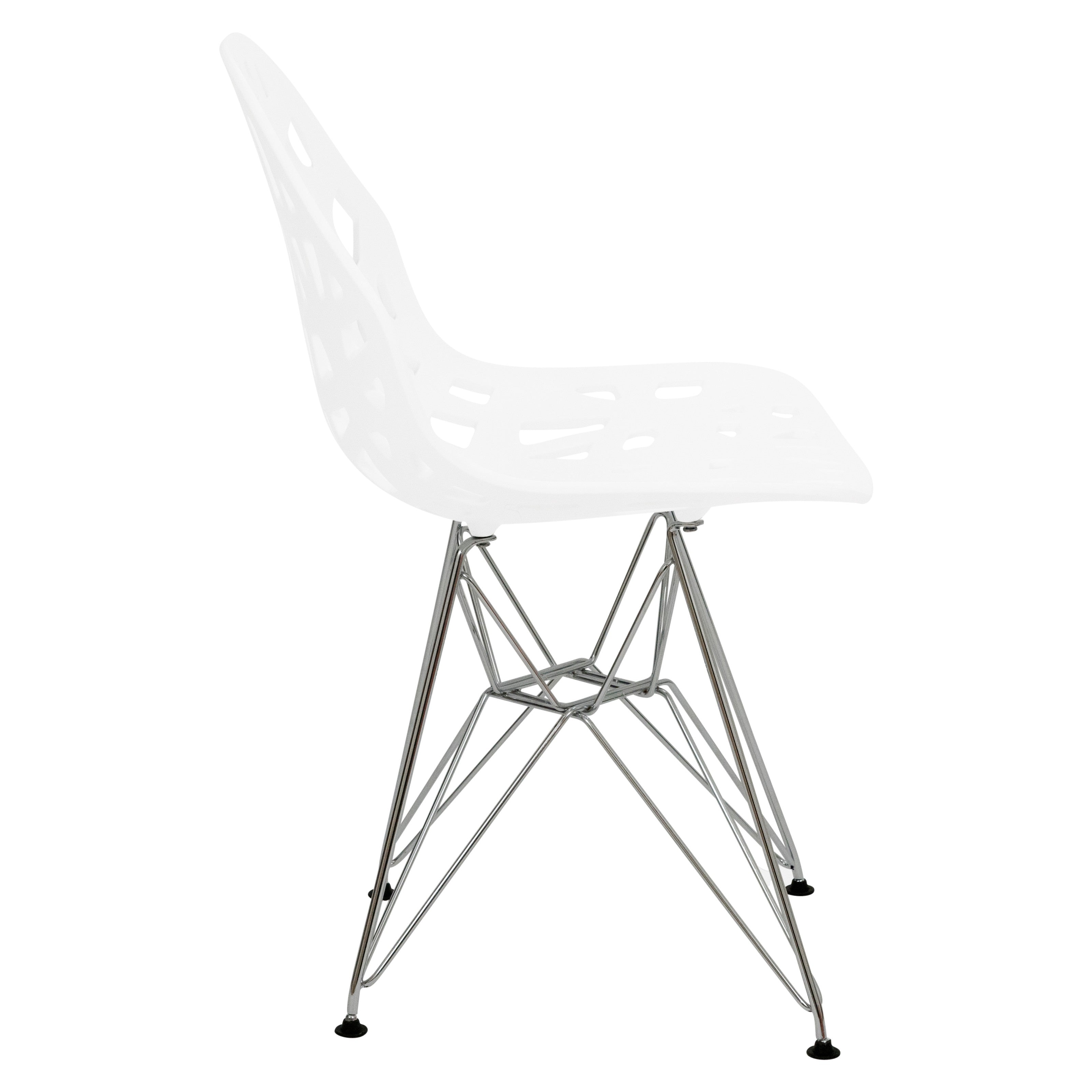 Akira White Dining Chair with Chrome Legs - living-essentials