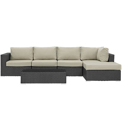 Mont Royal 6 Piece Outdoor Patio Sunbrella Sectional Set - living-essentials