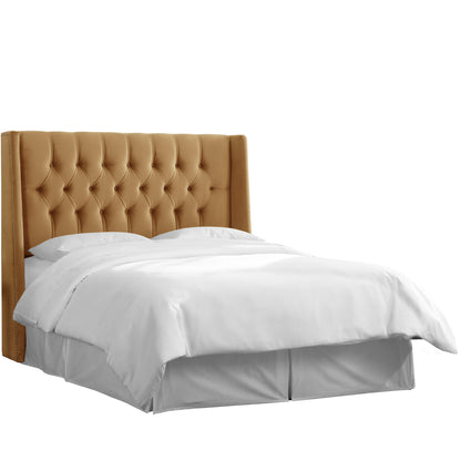 Eudora Mystere Moccasin Nail Button Tufted King Wingback Headboard - living-essentials