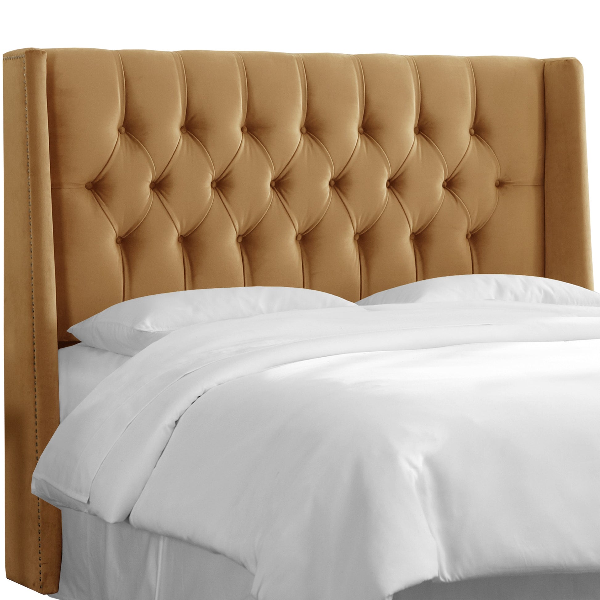 Eudora Mystere Moccasin Nail Button Tufted King Wingback Headboard - living-essentials