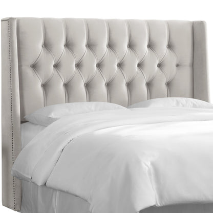 Odie Mystere Dove Nail Button Tufted King Wingback Headboard - living-essentials