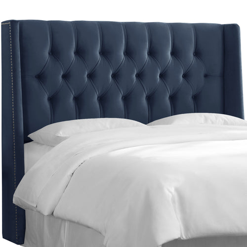 Faline Mystere Eclipse Nail Button Tufted Queen Wingback Headboard - living-essentials