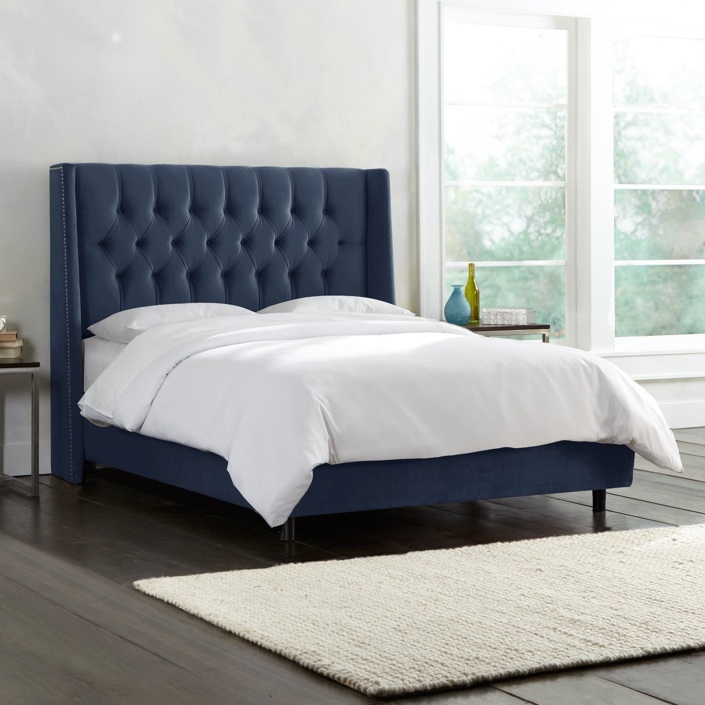Calla Mystere Eclipse Nail Button Tufted King Wingback Bed - living-essentials