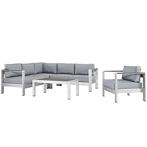 Victoria 5 Piece Outdoor Patio Aluminum Sectional Sofa Set