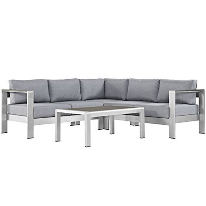 Serenity 4 Piece Outdoor Patio Aluminum Sectional Sofa Set - living-essentials