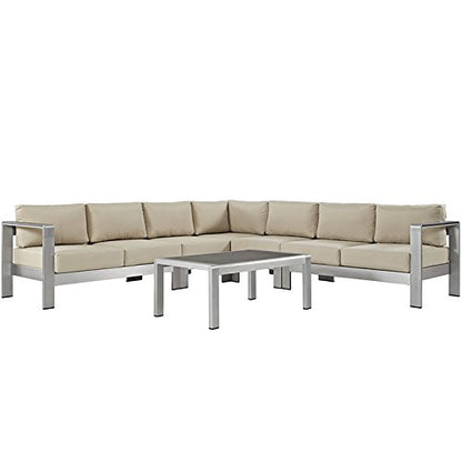 Seline 6 Piece Outdoor Patio Aluminum Sectional Sofa Set - living-essentials