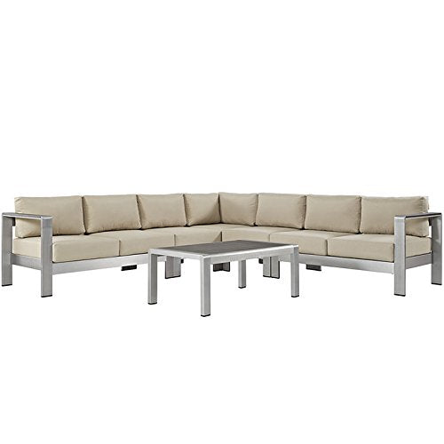 Seline 6 Piece Outdoor Patio Aluminum Sectional Sofa Set - living-essentials