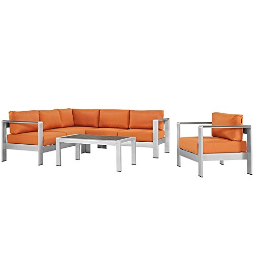 Skyline 5 Piece Outdoor Patio Aluminum Sectional Sofa Set - living-essentials