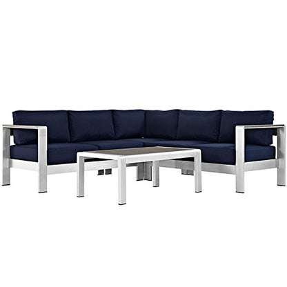 Serenity 4 Piece Outdoor Patio Aluminum Sectional Sofa Set - living-essentials