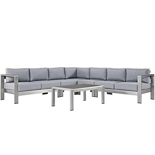 Seline 6 Piece Outdoor Patio Aluminum Sectional Sofa Set - living-essentials