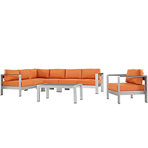 Symphony 6 Piece Outdoor Patio Aluminum Sectional Sofa - living-essentials
