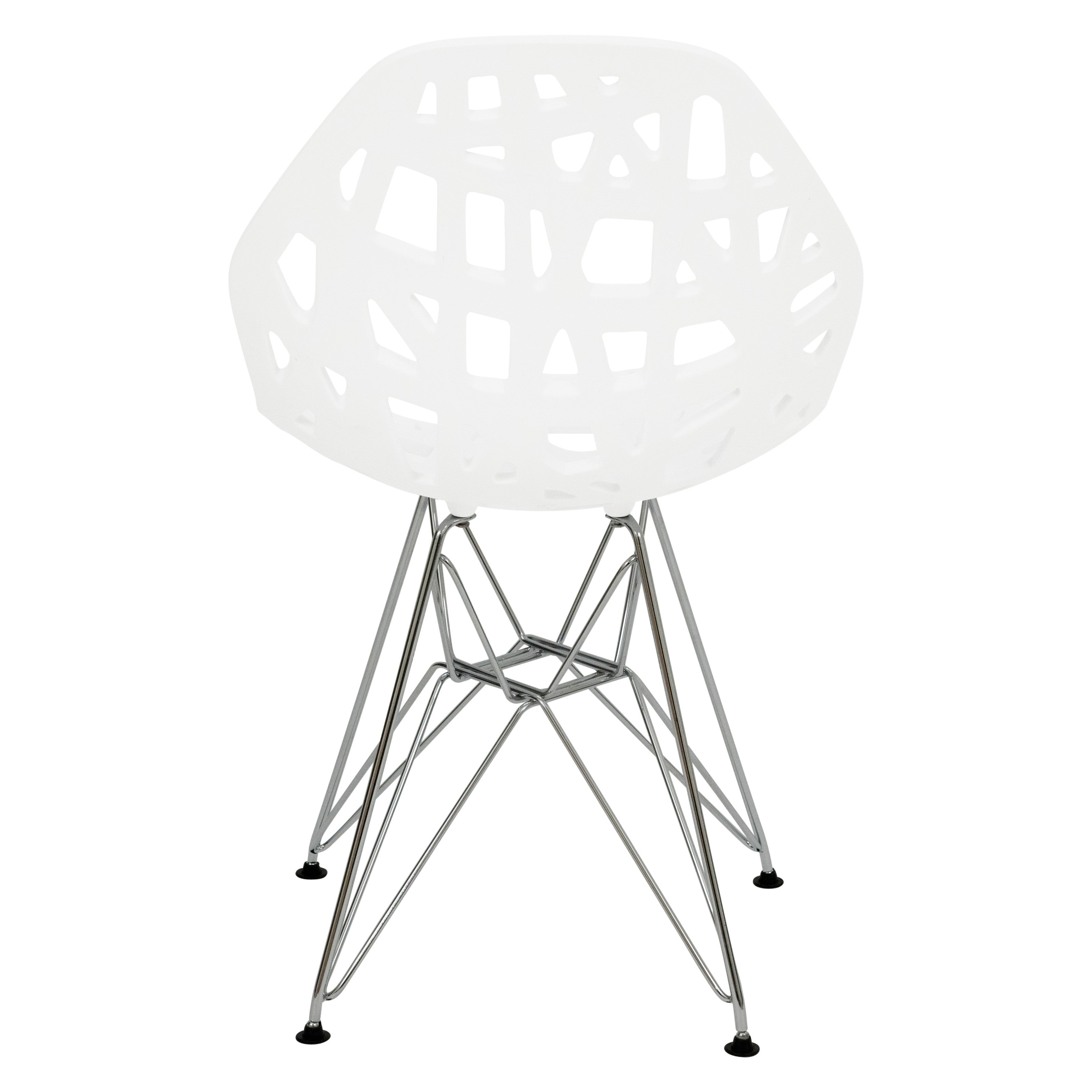 Akira White Dining Chair with Chrome Legs - living-essentials