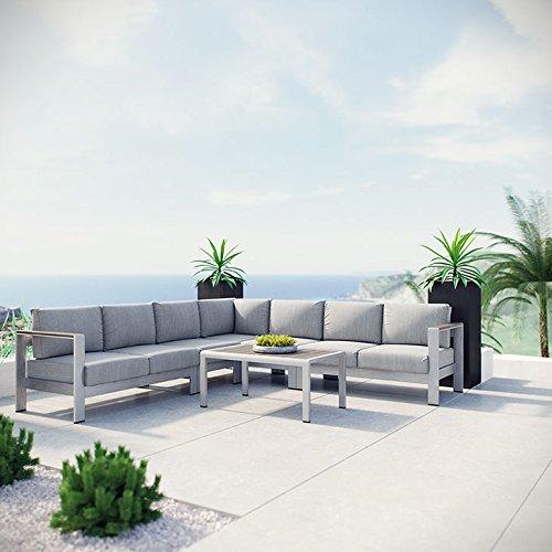 Seline 6 Piece Outdoor Patio Aluminum Sectional Sofa Set - living-essentials