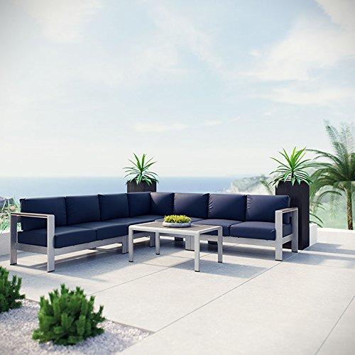 Seline 6 Piece Outdoor Patio Aluminum Sectional Sofa Set - living-essentials