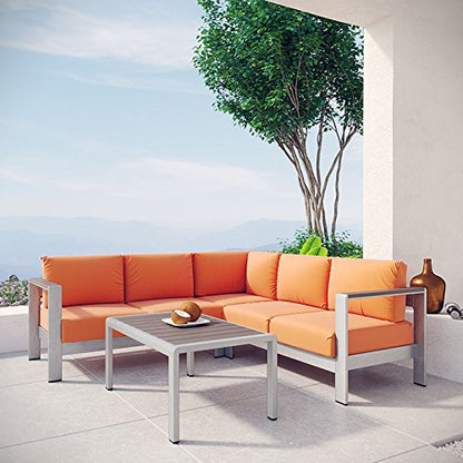 Serenity 4 Piece Outdoor Patio Aluminum Sectional Sofa Set - living-essentials