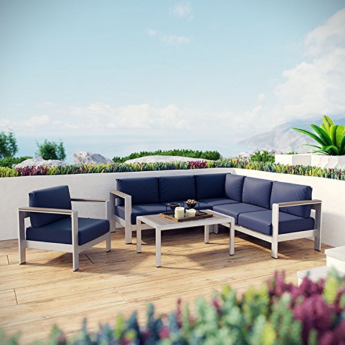 Victoria 5 Piece Outdoor Patio Aluminum Sectional Sofa Set