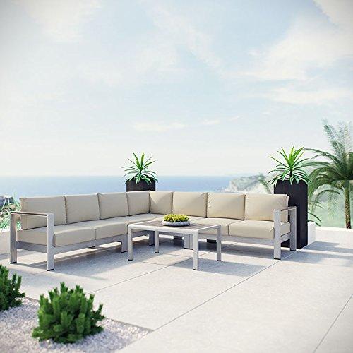 Seline 6 Piece Outdoor Patio Aluminum Sectional Sofa Set - living-essentials