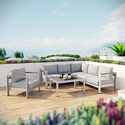 Victoria 5 Piece Outdoor Patio Aluminum Sectional Sofa Set