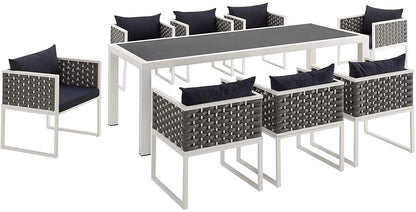 Stanford 9 Piece Outdoor Patio Aluminum Dining Set - -living essentials-