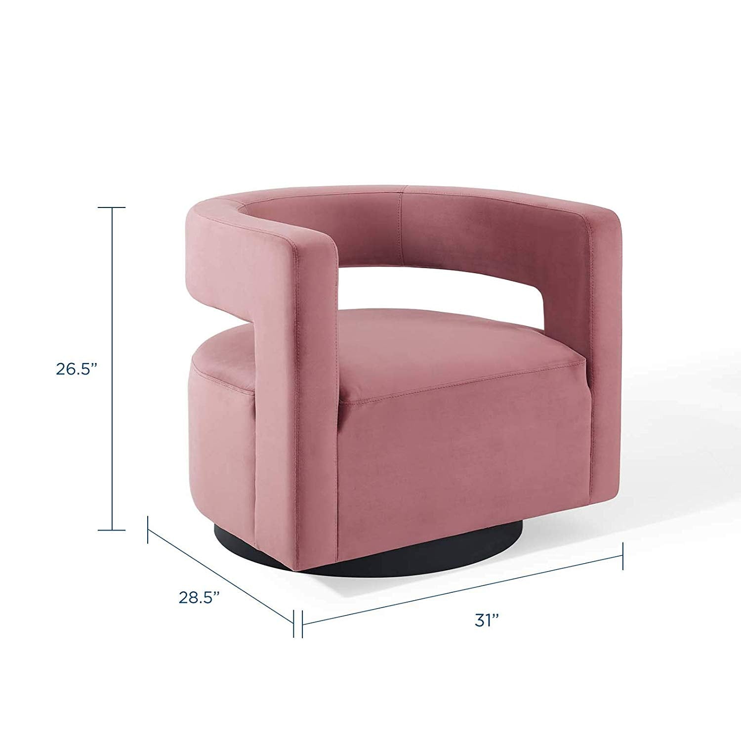 Sliver Cutaway Performance Velvet Swivel Armchair in Dusty - living essentials - 