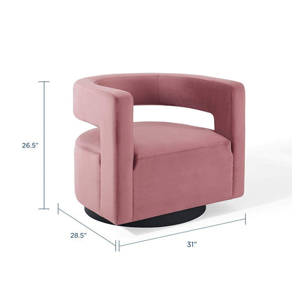Sliver Cutaway Performance Velvet Swivel Armchair in Dusty - living essentials - 