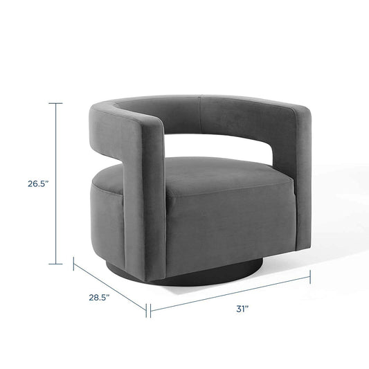 Sliver Cutaway Performance Velvet Swivel Armchair in Dusty - living essentials - 