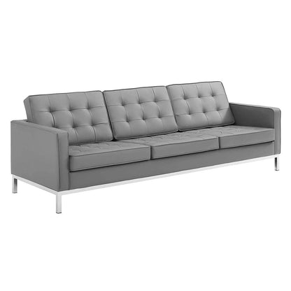 Knoll Tufted Button Artificial Leather Sofa - living-essentials