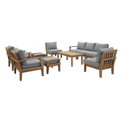 Marseilles 10 Piece Outdoor Patio Teak Set - living-essentials