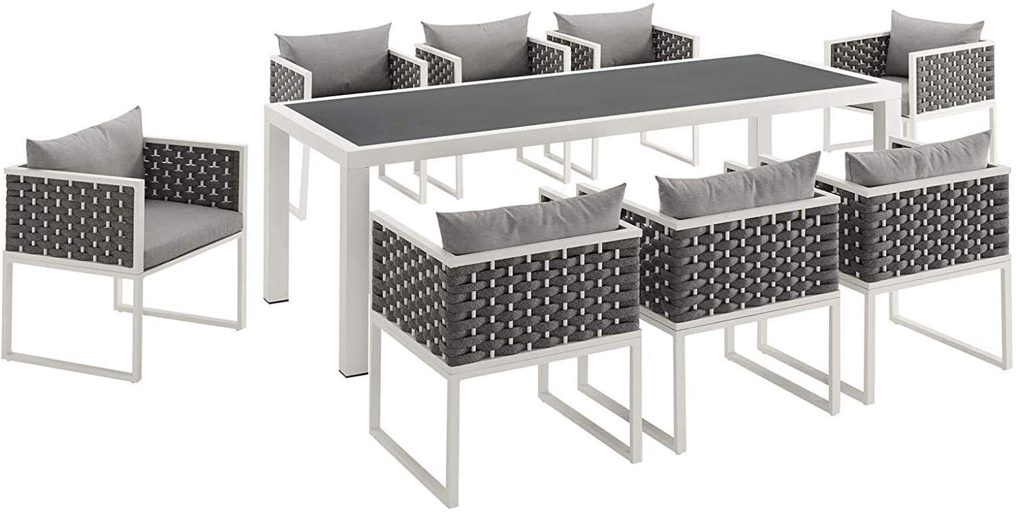 Stanford 9 Piece Outdoor Patio Aluminum Dining Set - -living essentials-