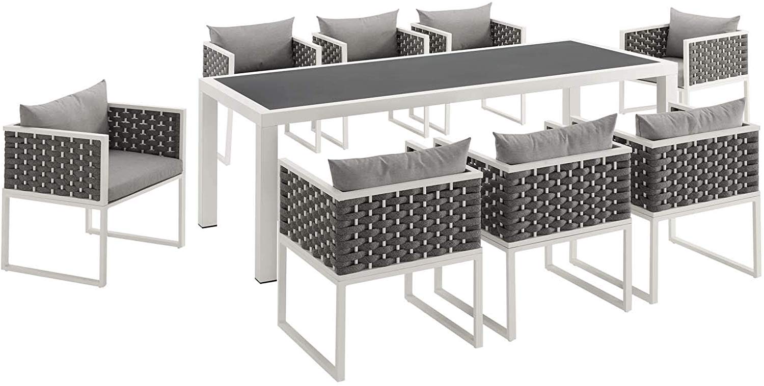 Stanford 9 Piece Outdoor Patio Aluminum Dining Set - -living essentials-