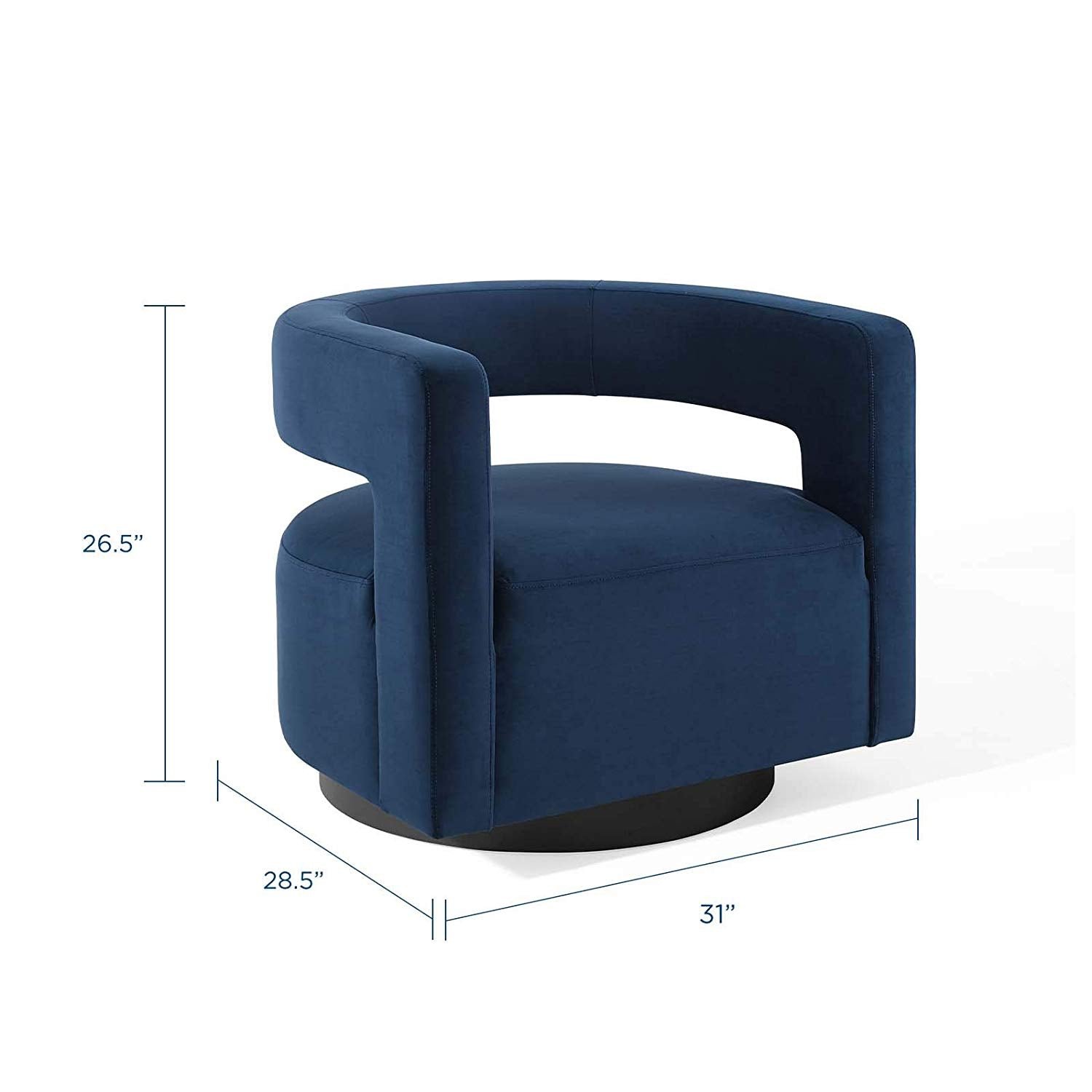 Sliver Cutaway Performance Velvet Swivel Armchair in Dusty - living essentials - 