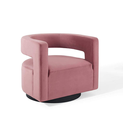 Sliver Cutaway Performance Velvet Swivel Armchair in Dusty - living essentials - 