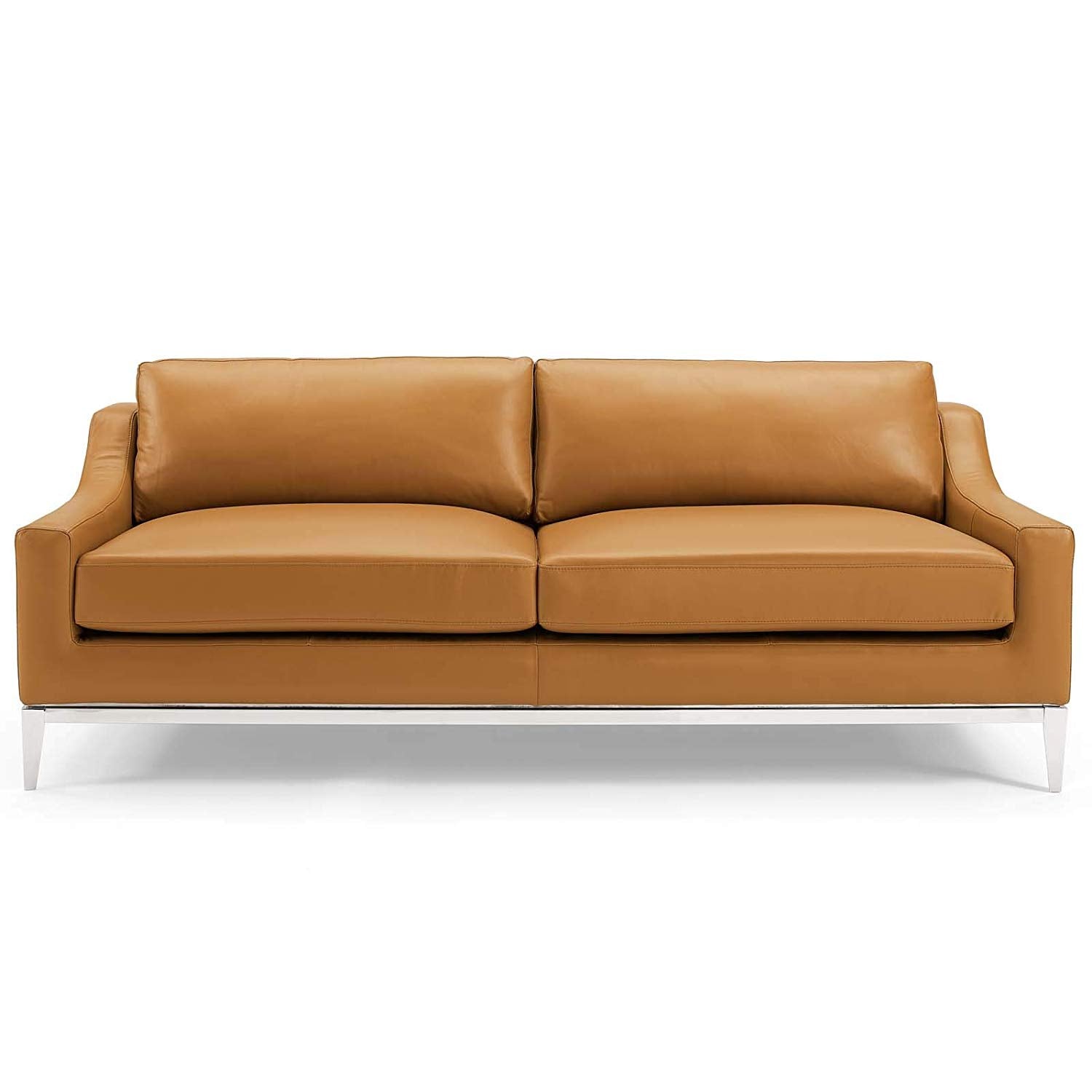 Upholstered 83.5" Stainless Steel Base Leather Sofa - living-essentials