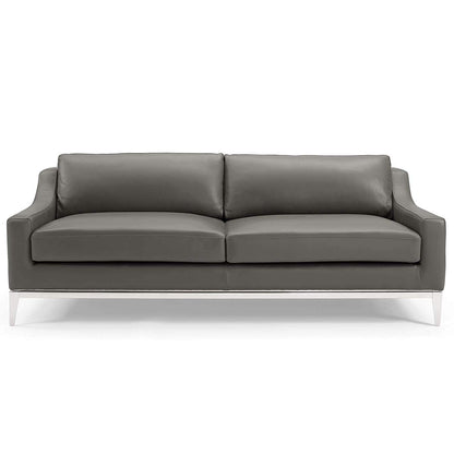 Upholstered 83.5" Stainless Steel Base Leather Sofa - living-essentials