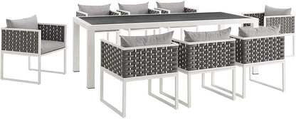 Stanford 9 Piece Outdoor Patio Aluminum Dining Set - -living essentials-