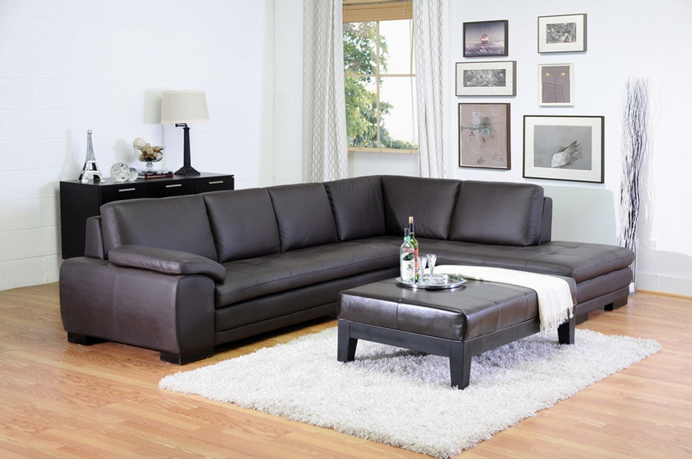 Dacia Dark Brown Chaise Sectional Sofa - living-essentials